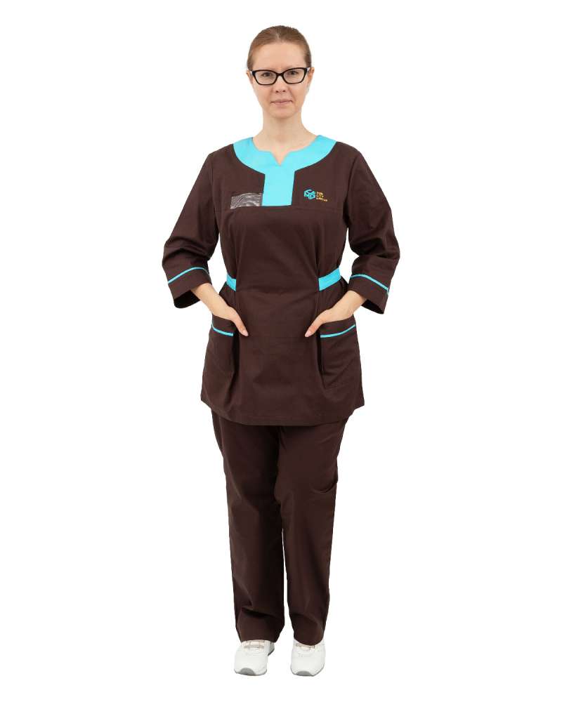 Костюм женский (блуза с рукавом 3/4 и брюки на резинке Костюм женский (блуза с рукавом 3/4 и брюки на резинке